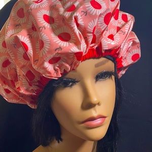 Red polka dots shower cap